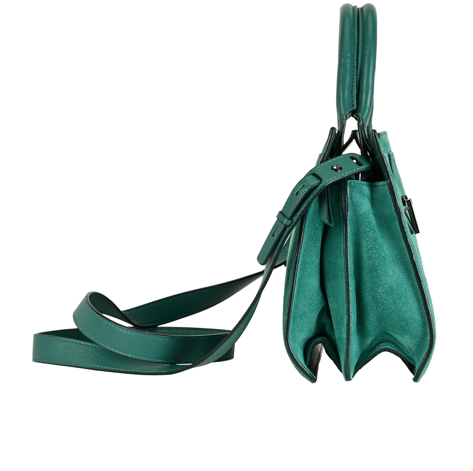 Rebel Tote, &pound;320, Handbags, Green, Suede, Side view